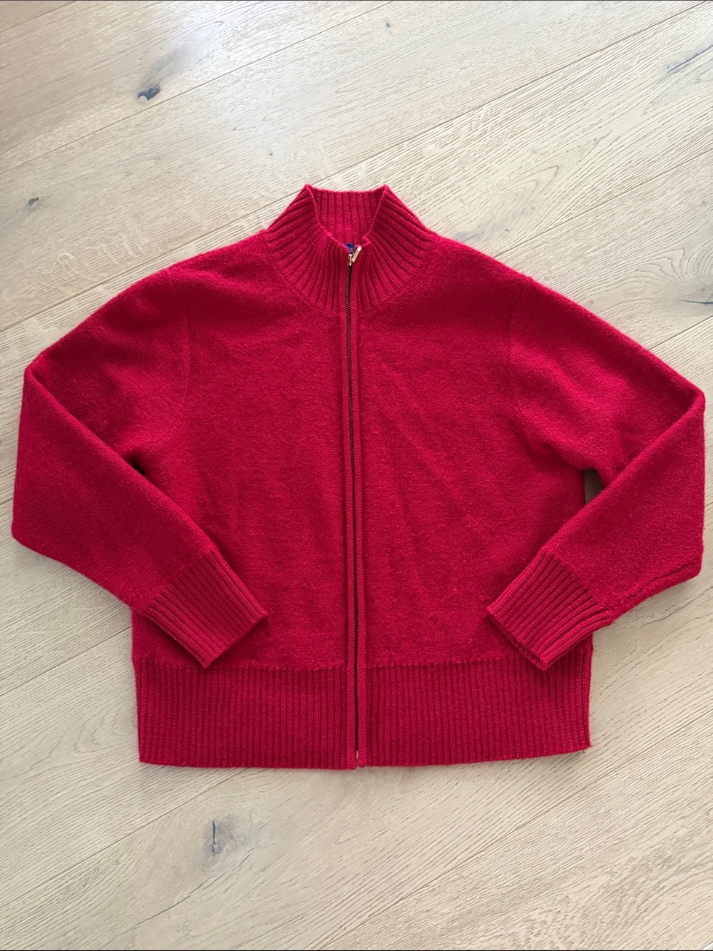 Karen Scott 100% Wool Red Sweater Women's Size Medium Zipper Cardigan Australia